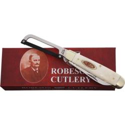 Couteau Robeson Gamecock Lame Clip Scie Acier Inox Manche Os Blanc Slip Joint ROB632730W