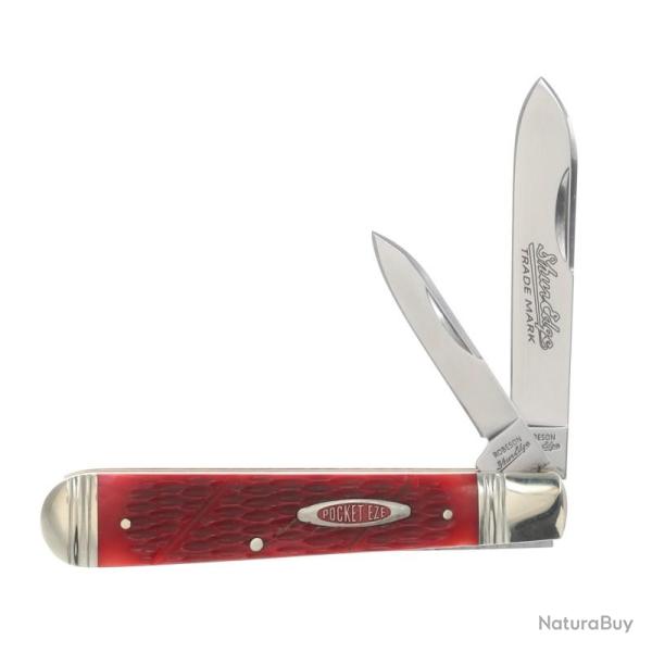 Couteau Robeson English Jack Lame Clip Pen Acier Inox Manche Os Rouge Slip Joint ROB622056