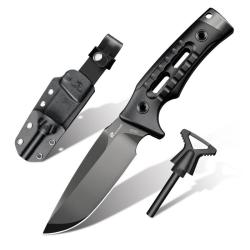 Couteau HX Outdoors Rock Apex &Eacute;dition DLC Lame Droite Acier DC53 Manche G10 Noir &Eacute;tui HXOTD18DLC