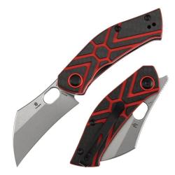 Couteau Tenable Osprey Lame Hawkbill Acier Nitro-V Manche Carbone Twill et G10 Rouge B2087A3