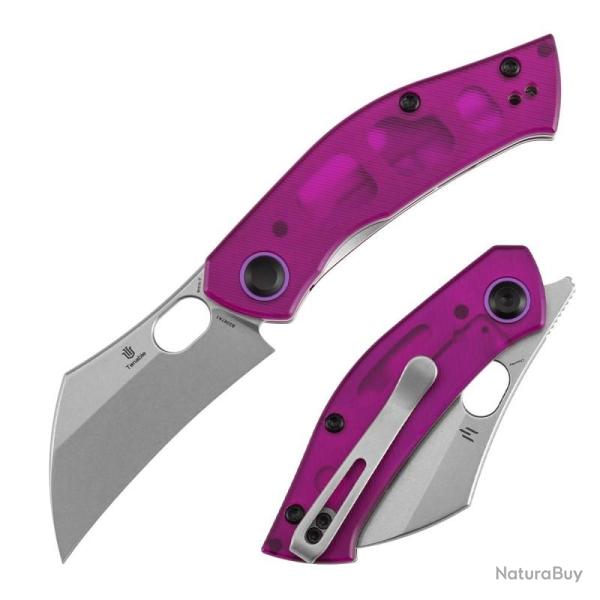 Couteau Tenable Osprey Lame Hawkbill Acier Nitro-V Manche PC Violet Liner Lock B2087A1