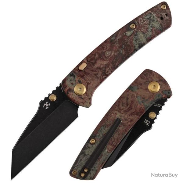 Couteau Kansept Main Street Lame Wharncliffe Acier Elmax Manche Micarta Toile Rouge Top K1015H1