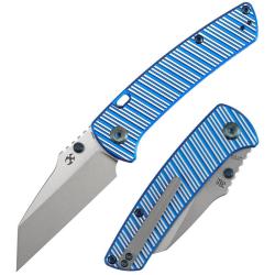 Couteau Kansept Main Street Lame Wharncliffe Acier Elmax Manche Aluminium Bleu Top Liner K1015H3
