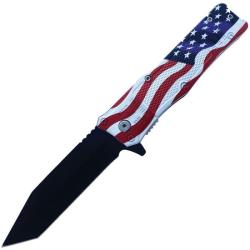 Couteau Falcon Linerlock A/O Lame Tanto Acier 440 Manche ABS Drapeau USA FLNKS4562UF