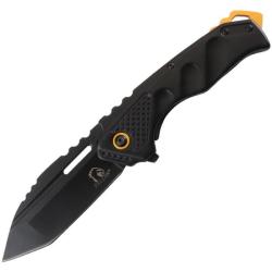 Couteau Falcon Framelock A/O Lame Tanto Acier Inox Manche Inox Noir FLNKS3331BK
