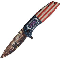 Couteau Falcon Linerlock A/O USA 250 Lame Drop Point Acier Inox Manche Alu FLNKS22504