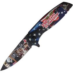 Couteau Falcon Linerlock A/O USA 250 Lame Drop Point Acier Inox Manche Alu FLNKS22503