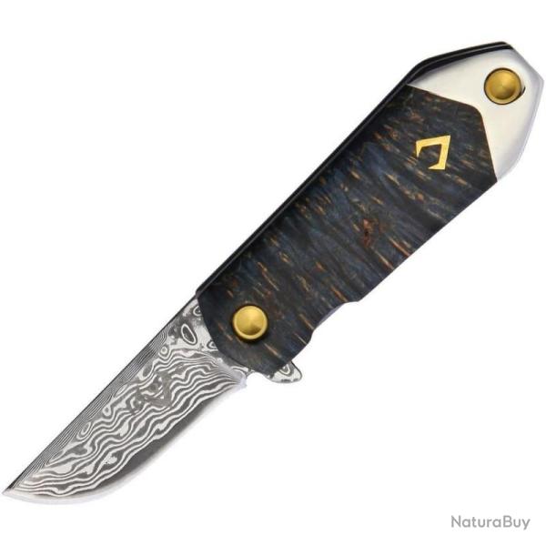 Couteau V Nives KillaBite Bois Damas Lame Acier Damas Manche Framelock VNI22WPDBL
