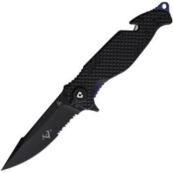 Couteau V Nives Trail Blazer Bleu Dentel&eacute; Lame Acier D2 Manche Linerlock VNI03097