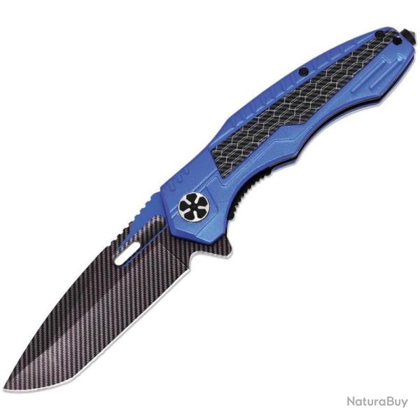 Couteau ElitEdge Blue/CF Lame Acier 440C Manche Aluminium Linerlock EE10A135BL