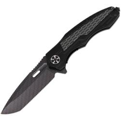 Couteau ElitEdge Black/CF Lame Acier 440C Manche Aluminium Linerlock EE10A135BK
