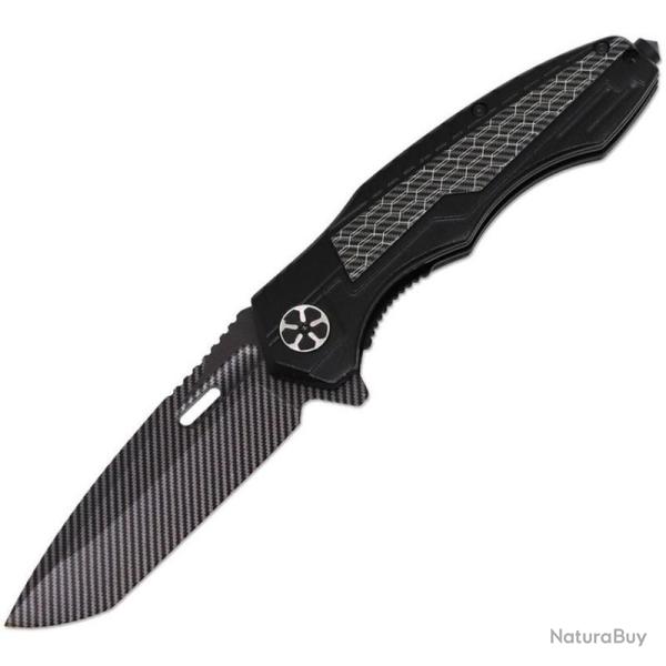 Couteau ElitEdge Black/CF Lame Acier 440C Manche Aluminium Linerlock EE10A135BK