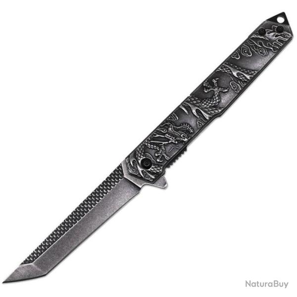 Couteau ElitEdge Dragon BSW Lame Acier 440C Manche Acier inoxydable Linerlock EE10A134SW