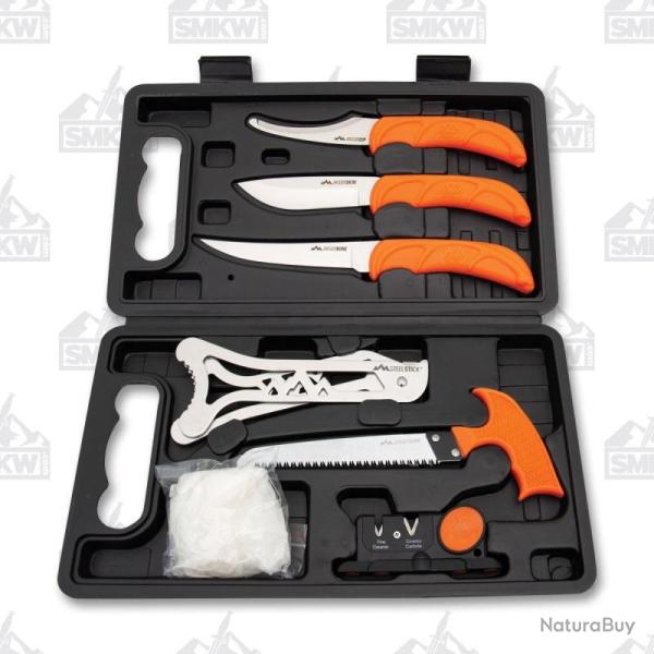 Kit Outdoor Edge Jaeger Pak 8 Pi�ces Lame Acier 420J2 Manche Orange OEJP8