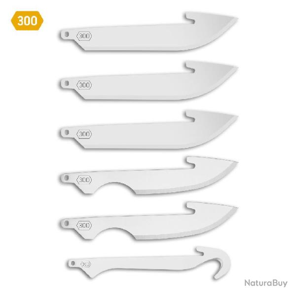 Pack Combo 6 Lames 3'' (Drop Point/Caping/Gut Hook) Outdoor Edge Acier 420J2 S�rie 300 OERRC306