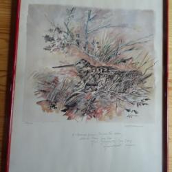 tableau lithographie num&eacute;rot&eacute;e et sign&eacute;e de Jacques Lasserre b&eacute;casse