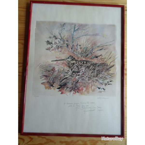 tableau lithographie num�rot�e et sign�e de Jacques Lasserre b�casse