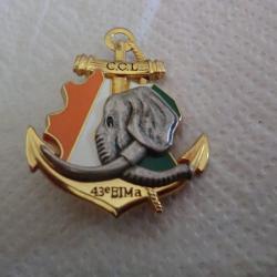 insigne  43&deg; BIMa bataillon d'infanterie de marine / arthus bertrand paris