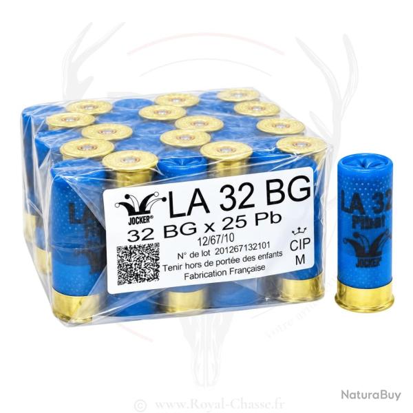 25 cartouches LA 32 BG Cal.12/67 Bleu Transparente JOCKER 09