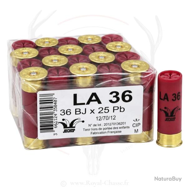 25 cartouches LA 36 Cal.12/70 BJ Rouge Metal JOCKER 04