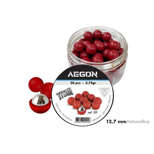 50 Billes Titan calibre .50 coeur acier 12.7mm Aegon