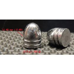 200 ogives (balles ogivales) 451 200 grains pour r&eacute;volver poudre noire Remington ou Colt (western)