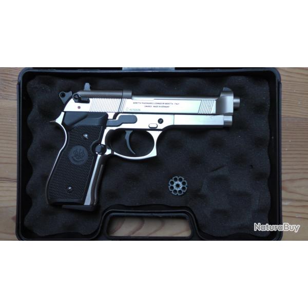 Beretta M92 FS nickel crosse noire UMAREX 3.5 j cal. 4.5 mm