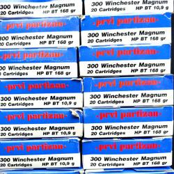Lot de 14 bo&icirc;tes PPU 300 win mag prvi partizan HP BT 168grs neuves aux ench&egrave;res