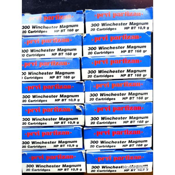 Lot de 14 bo�tes PPU 300 win mag prvi partizan HP BT 168grs neuves aux ench�res