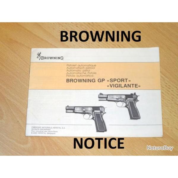notice BROWNING GP SPORT BROWNING GP VIGILANTE en FRANCAIS (envoi mail)- VENDU PAR JEPERCUTE (m2903)