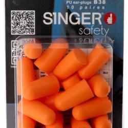 Bouchons d'oreille en polyur&eacute;thane orange - SNR 38 dB - Blister de 10 paires Bouchons d'oreilles -38