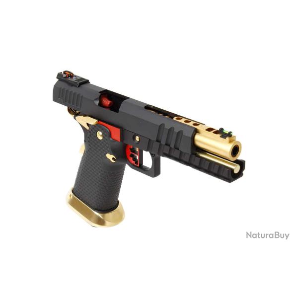 R�plique de poing airsoft gaz GBB AW Custom HX2002 Full Black & Gold