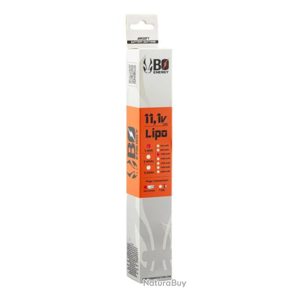 Batterie LiPo BO Manufacture 3S 11.1V 1000mAh 25C pour r�plique airsoft