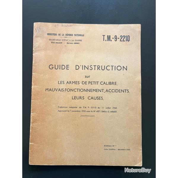 Documentation sur le mauvais fonctionnement, accident, leurs causes des armes de petit calibre
