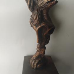 sculpture unique artisanale t&ecirc;te de renard