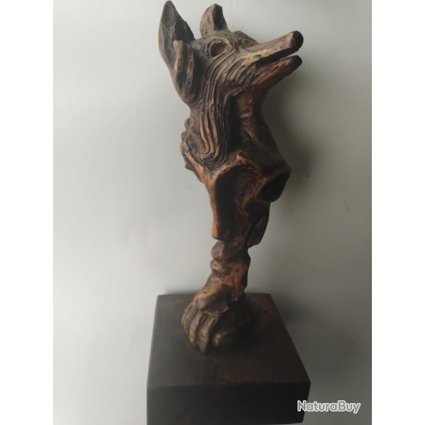 sculpture unique artisanale t�te de renard