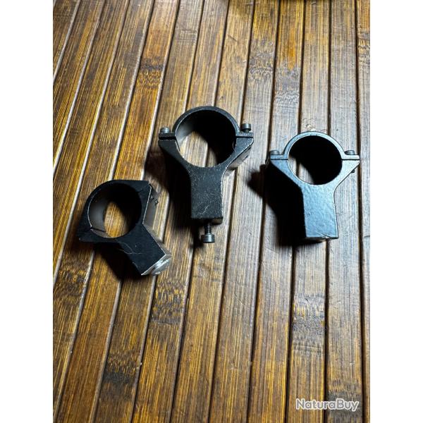 Lot de 3 colliers de montage pour lunette (2x 25,4 mm + 1x 30 mm)