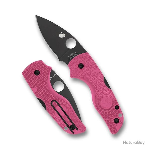 Couteau Spyderco Lil' Native Lightweight Lame Acier CTS-BD1N Manche FRN Rose Lockback USA SC230PPNBK