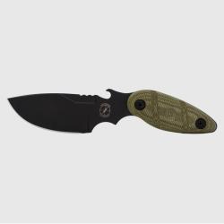 Couteau Sniper Skinner Lame Acier SUJ2 Manche Micarta Vert OD &Eacute;tui Plastique Made In Taiwan SB012