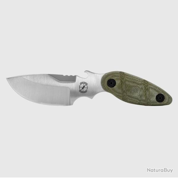 Couteau Sniper Skinner Lame Acier SUJ2 Manche Micarta Vert OD �tui Plastique Made In Taiwan SB013