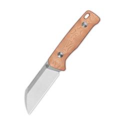 Couteau Fixe QSP Baby Penguin Lame Acier 14C28N Manche G10 Cuivre &Eacute;tui Cuir QS130BPC1
