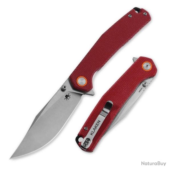 Couteau Pliant Klaken Lancet Lame Acier 14C28N Manche Micarta Rouge Linerlock Flipper KKNJ335LRD
