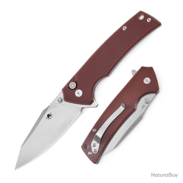 Couteau Pliant Klaken Riven Lame Acier D2 Manche G10 Marron Button Lock Flipper KKNJ313BR