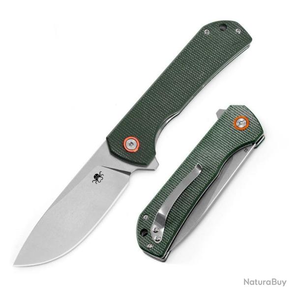 Couteau Pliant Klaken Drake Lame Acier D2 Manche Micarta Vert OD Linerlock Flipper KKNJ305GN