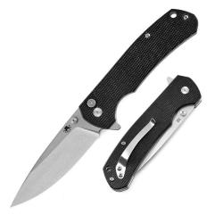 Couteau Pliant Klaken Stone Fang Lame Acier D2 Manche Micarta Noir Button Lock Flipper KKNJ285BK