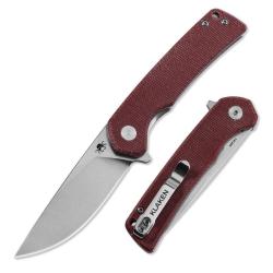 Couteau Klaken Virex Pro Drop Point Lame Acier 14C28N Manche Micarta Rouge Linerlock KKNJ147SRDD