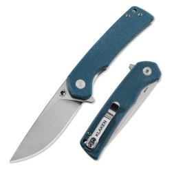 Couteau Klaken Virex Pro Drop Point Lame Acier 14C28N Manche Micarta Bleu Linerlock KKNJ147SBLD