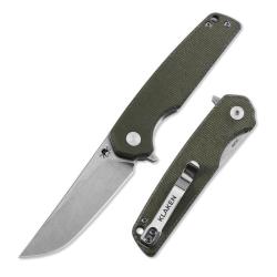 Couteau Pliant Klaken Drift Pro Lame Acier 14C28N Manche Micarta Vert Linerlock Flipper KKNJ145SGN