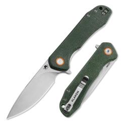 Couteau Pliant Klaken Slate Lame Acier 14C28N Manche Micarta Vert Linerlock Flipper KKNJ131GNL