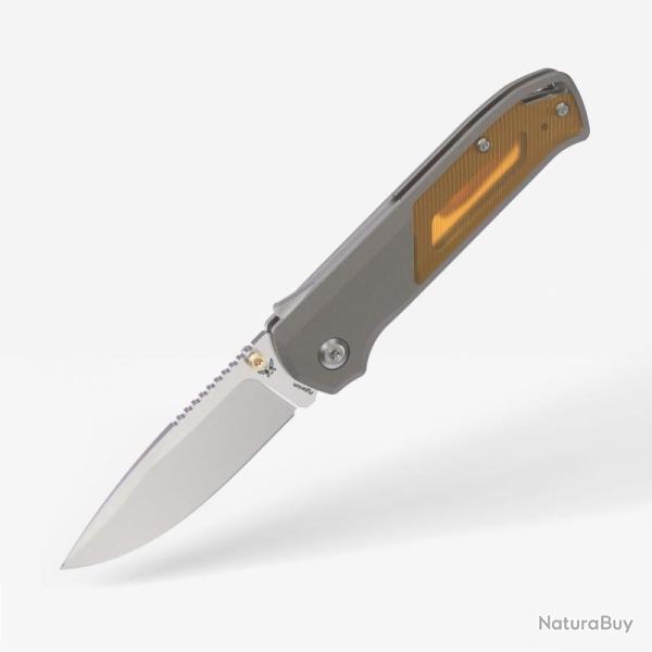 Couteau Flytanium Arcade Lame Acier S35VN Manche Aluminium Ultem Gris Shark-Lock Made In FLY1311